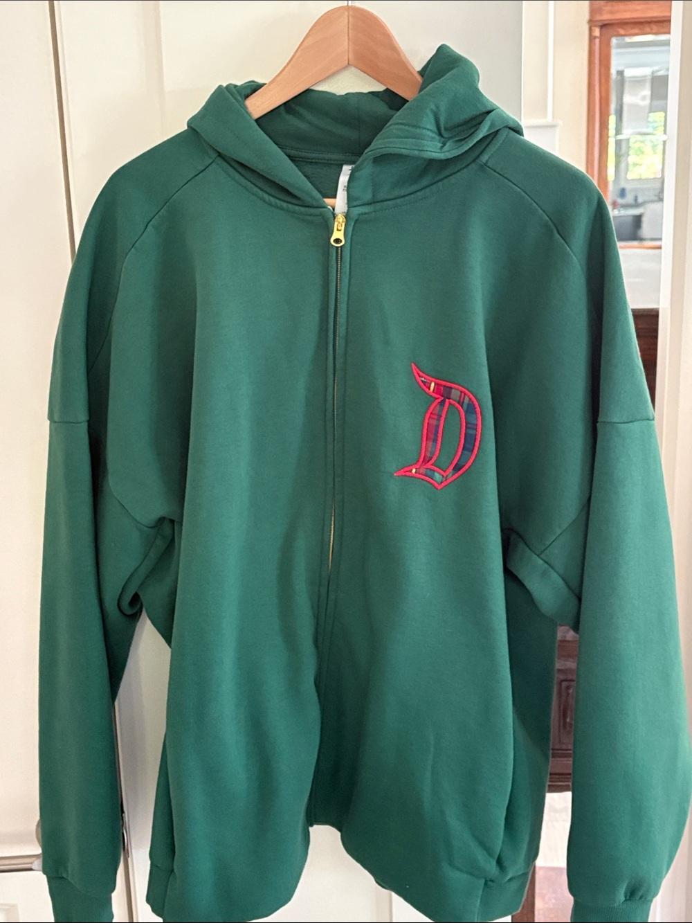 Disneyland Green Full-Zip Hooded Jacket with ‘D' Patch